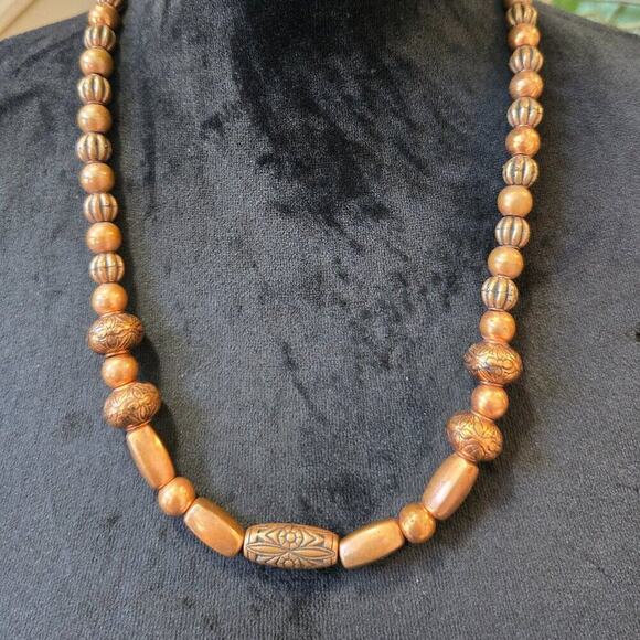 Women Wood Beaded Chinese Natural Hetian Jade Jewels Necklace with Lobster Clasp - Picture 1 of 6